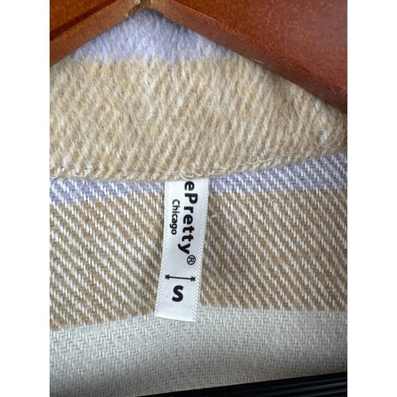 Plaid ePretty Chicago Womens Shacket S Beige & Lavender Polyester - Picture 4 of 6